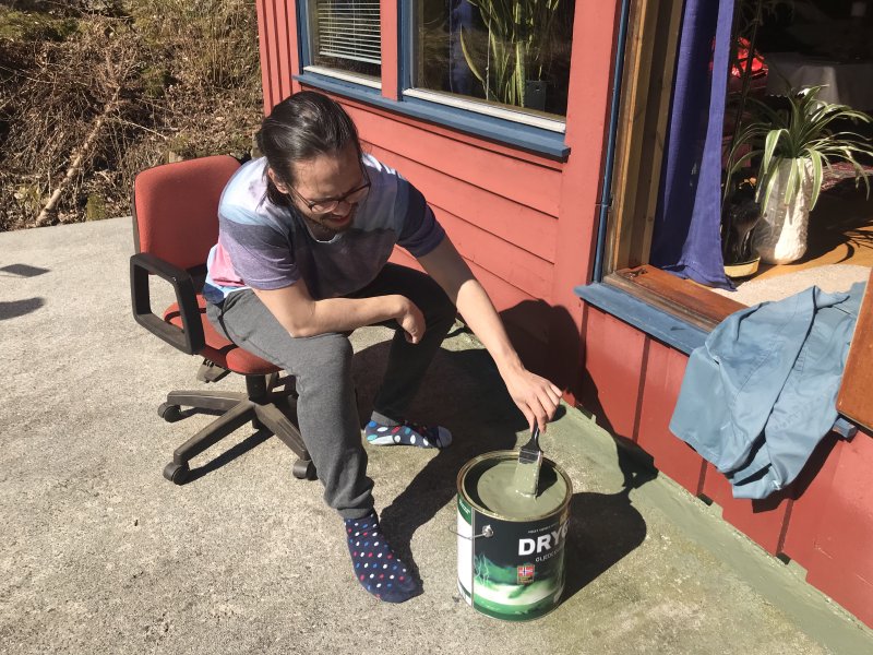 Me, with a bucket of paint and a brush.