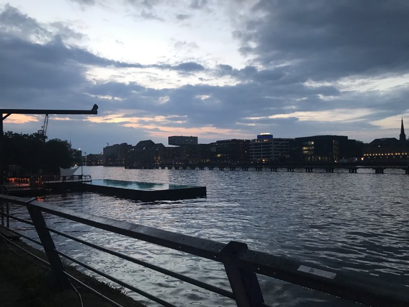 Looking at the river in Berlin in the evening.