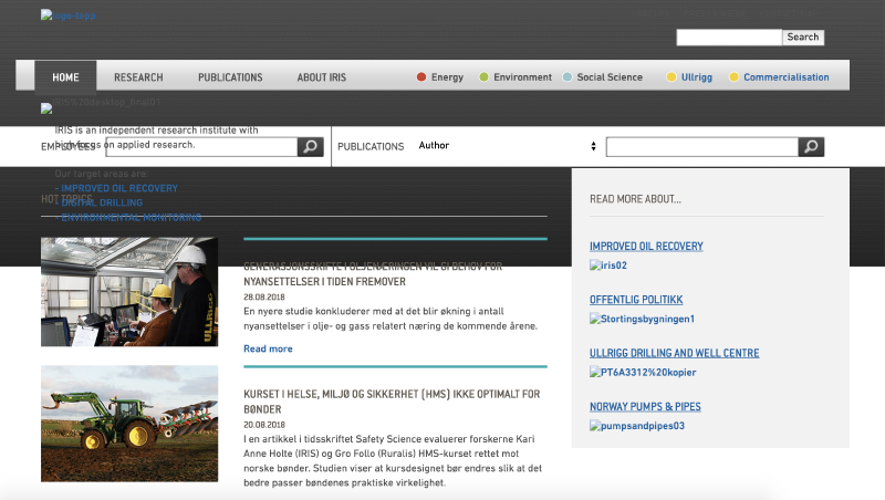 A web page frontpage with missing images