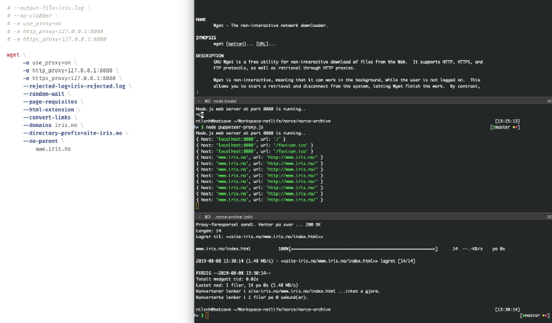 Screenshot of my desktop with a functioning Node.js Puppeteer proxy