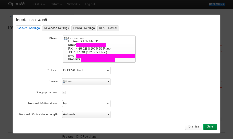 skjermbilde av openwrt dialog boks