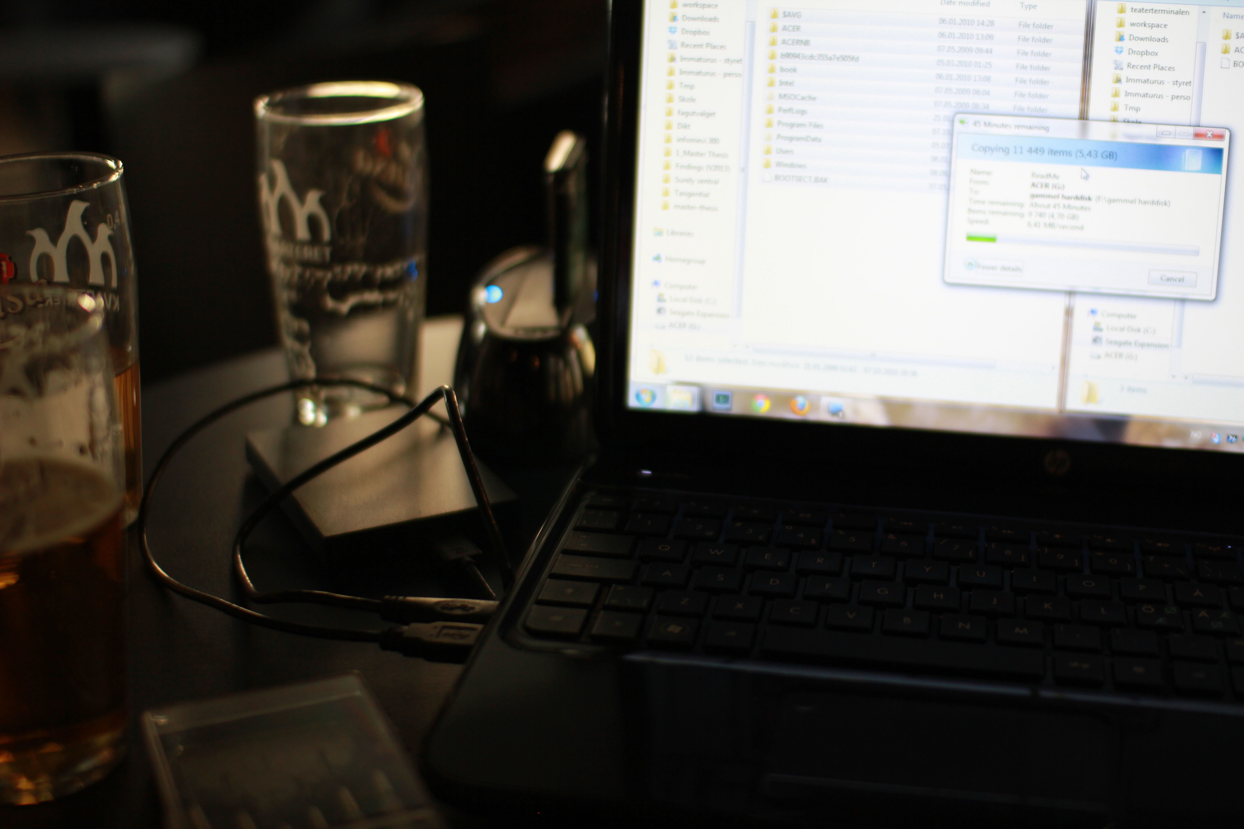 Transferring the data from the hdd I removed from the laptop