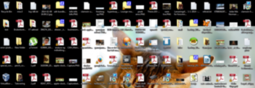 Cluttered desktop full of files